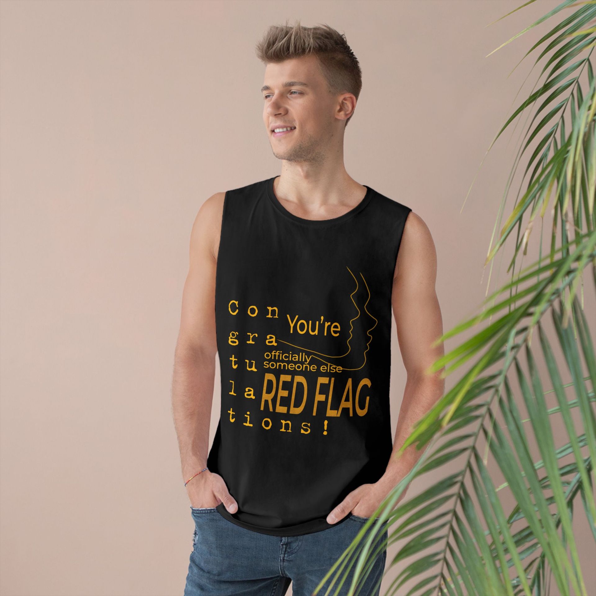 Rebel Vibes Unisex Barnard Tank – "Congratulations You're Someone Else’s Red Flag" Graphic Tee