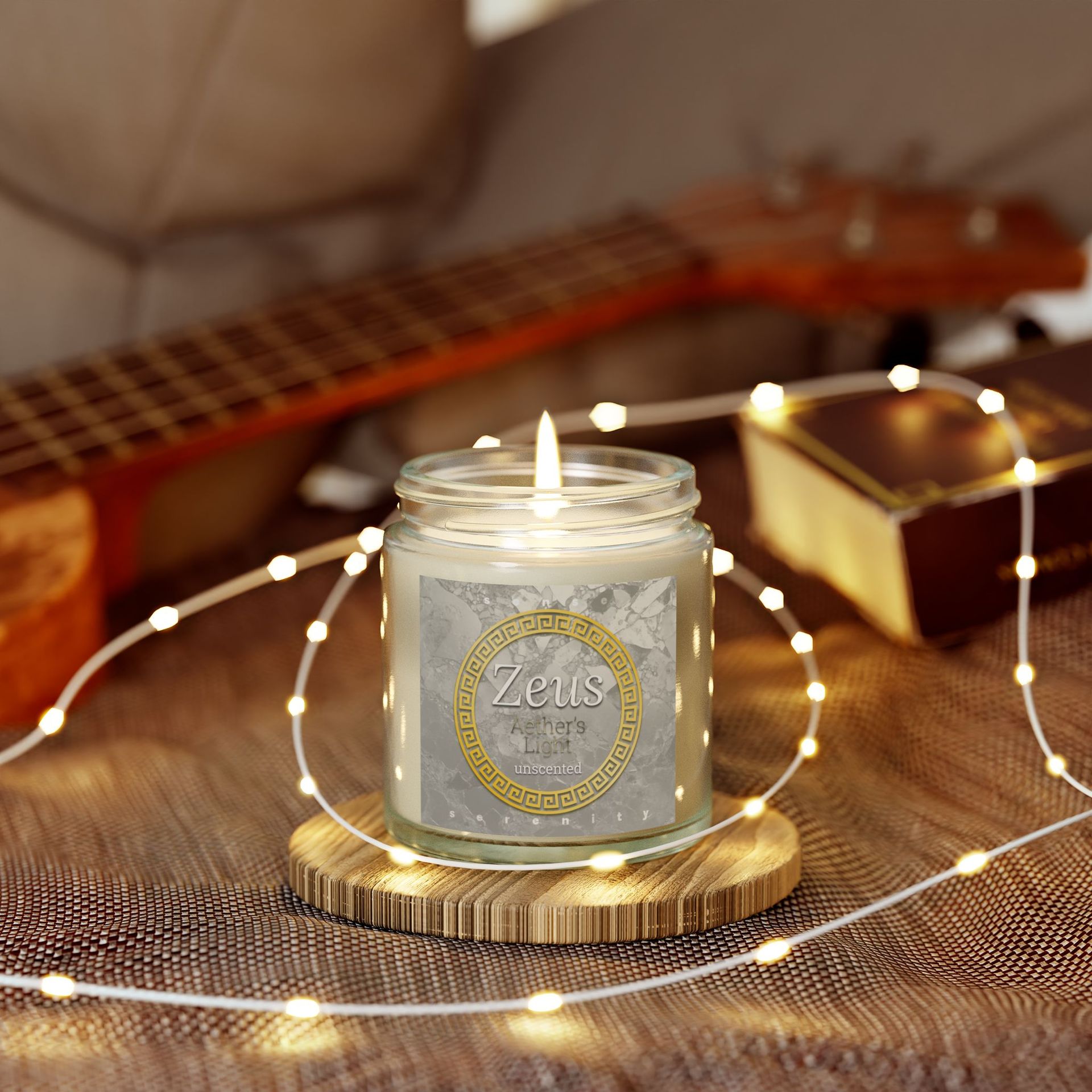 Unscented Candle – Zeus | Clean Burn, No Added Fragrance on table
