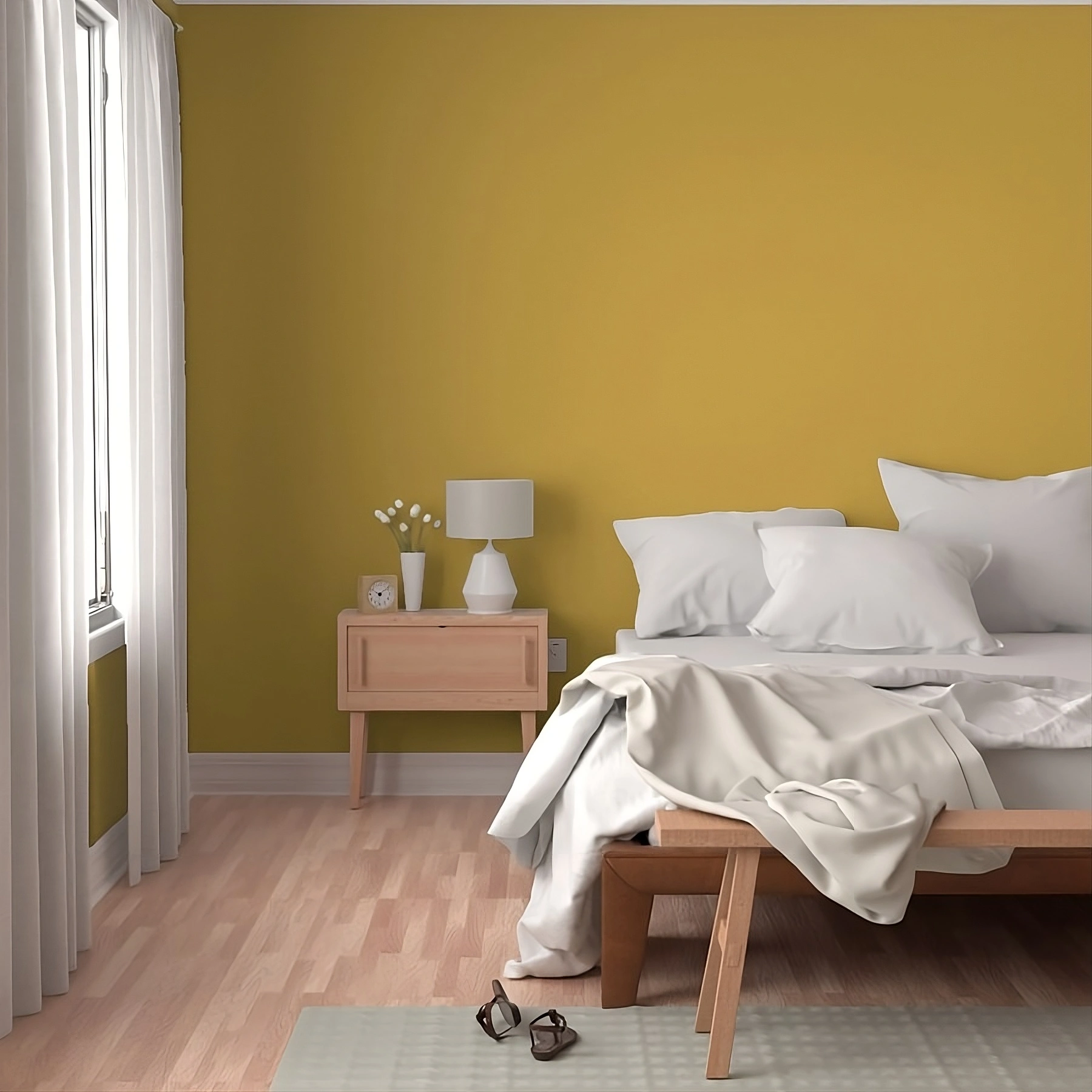 Spicy Mustard Peel &amp; Stick Wallpaper | Matte Fabric, Renter‑Friendly on the wall