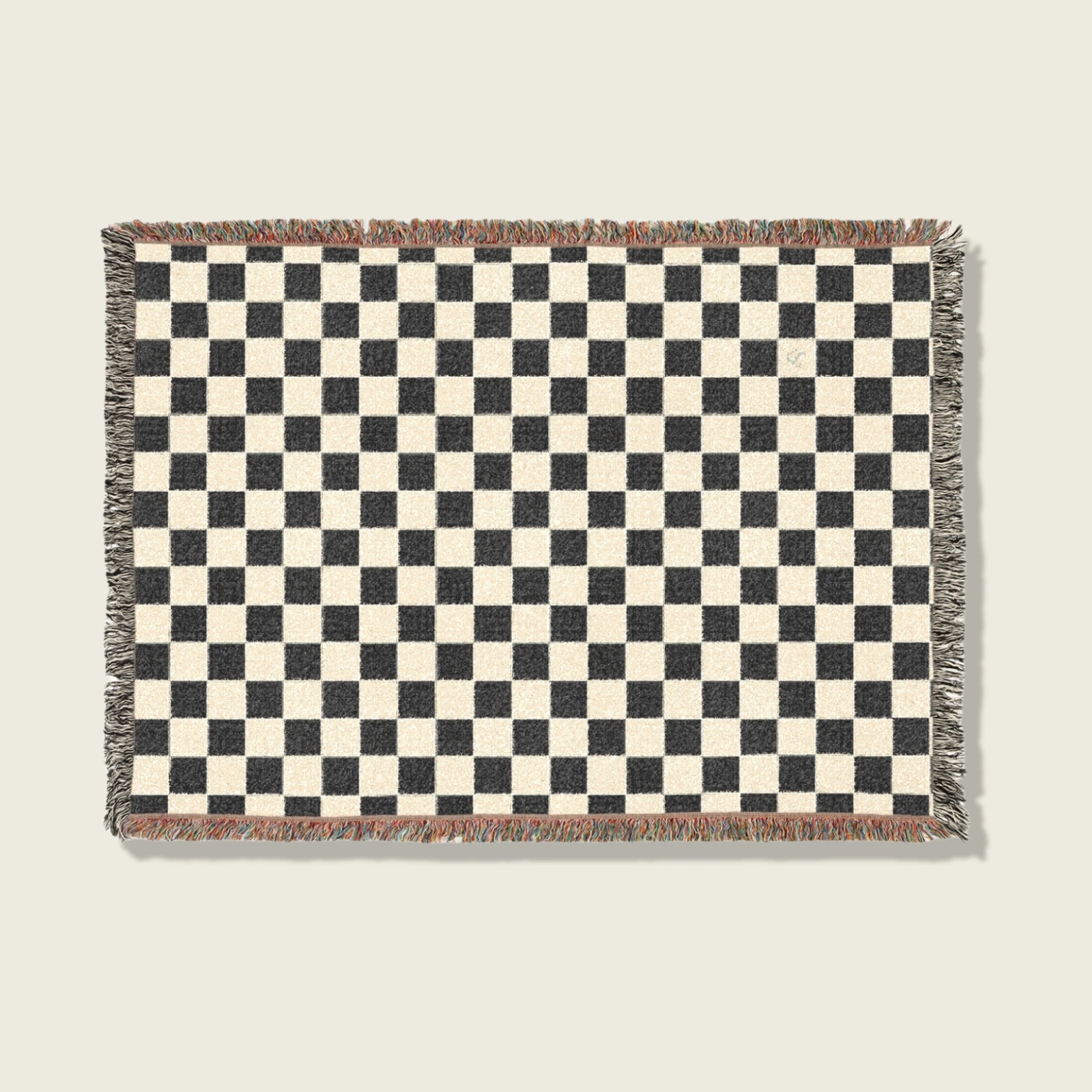 Geometric Cozy Woven Throw – Checkerboard Cotton Blanket
