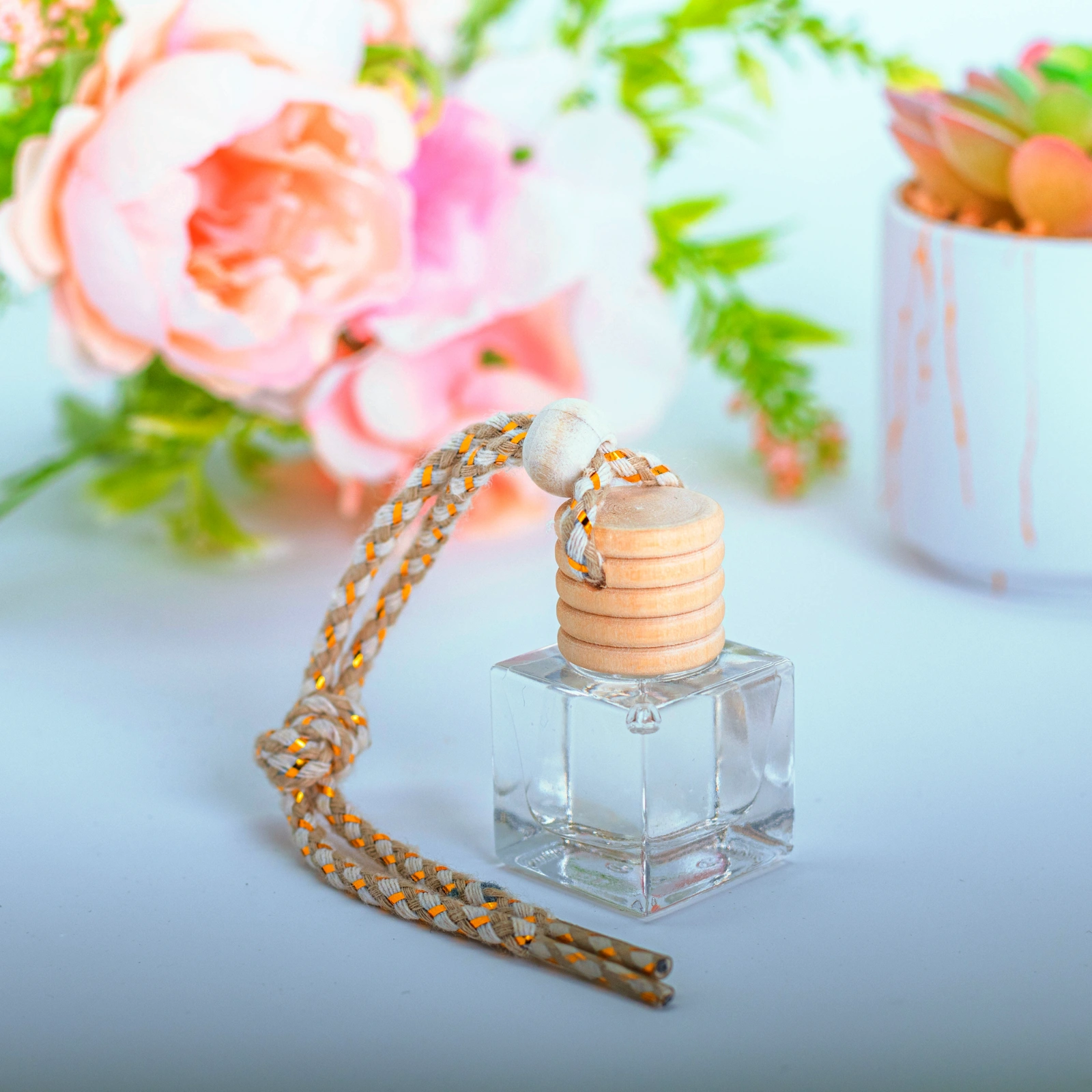 mood aroma diffuser with beach linen scent on navy blue holiday card