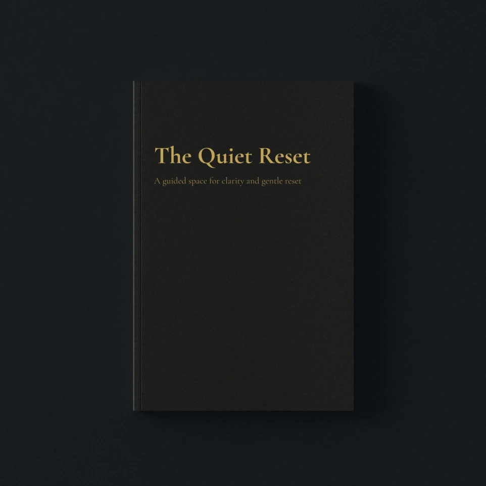 Minimal black journal designed for reflection, slow mornings, and intentional living rituals.