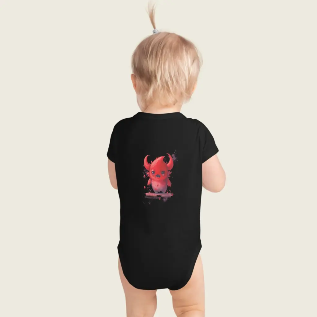Sense Serenity LOVELY Red Monster Baby Bodysuit - Cute Infant One-Piece Black 5.webp