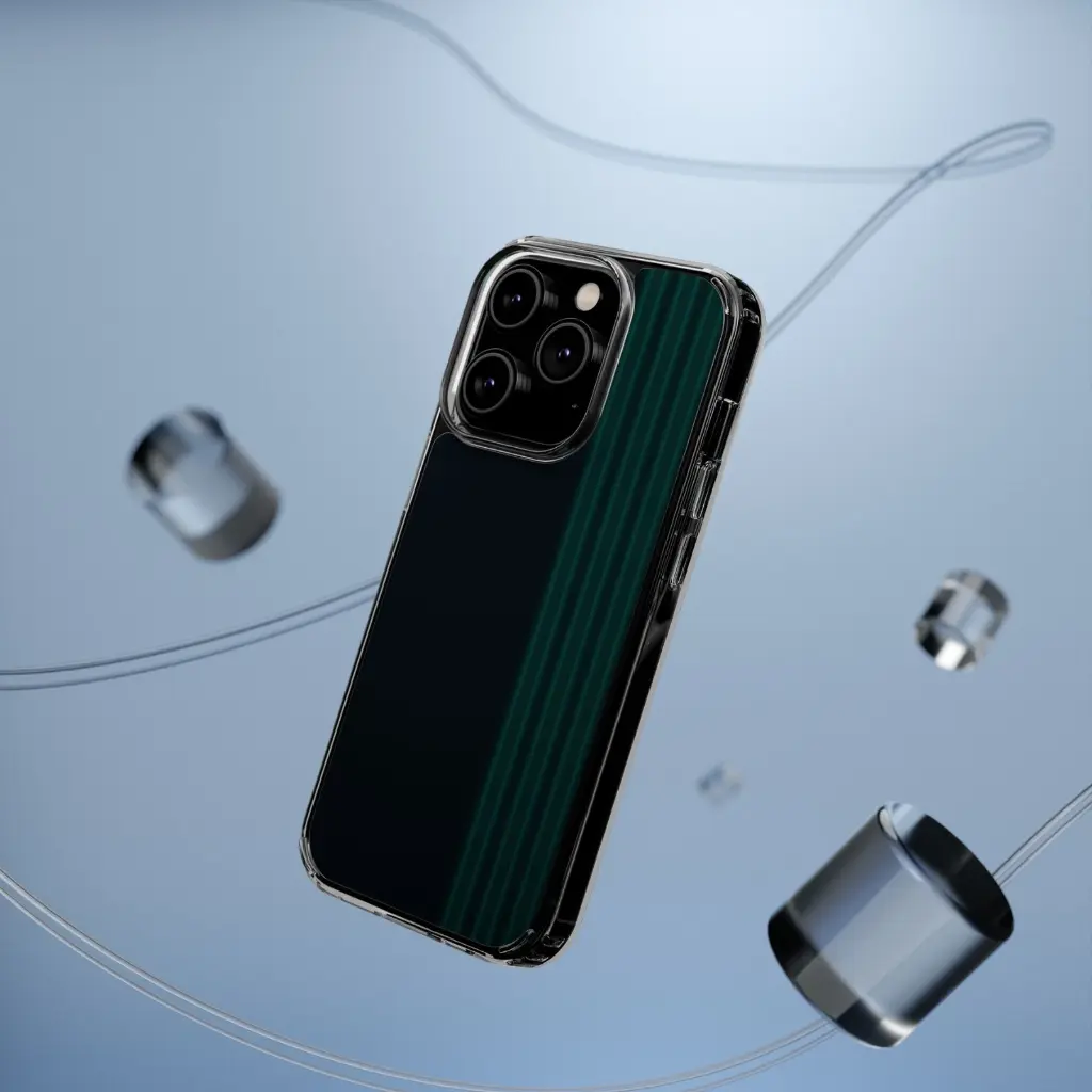 Sense Serenity™ Neon Noir – Rich Black & Midnight Green Glow Clear Phone Case iPhone 14 Pro 6.webp