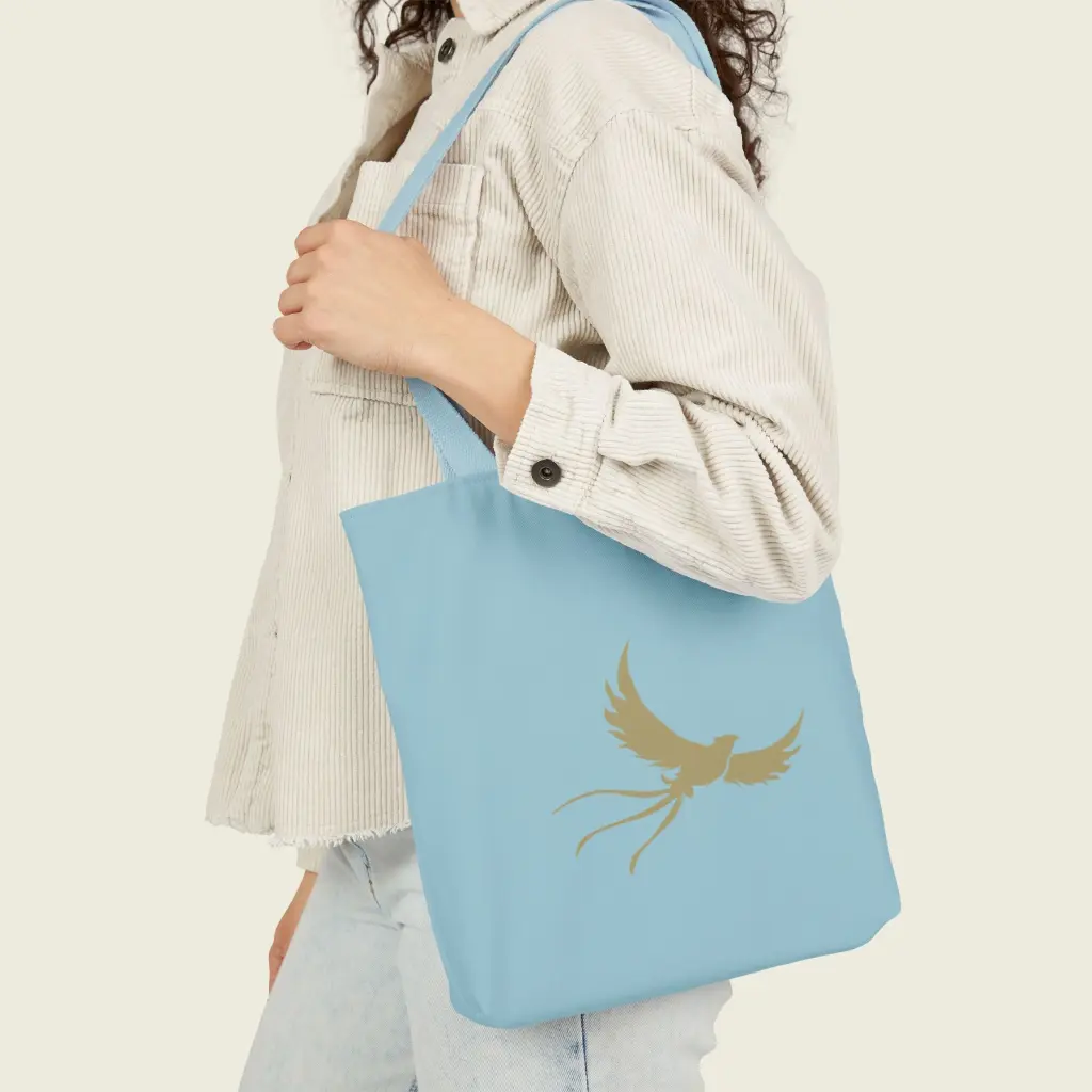Phoenix Flight Artistic Blue Canvas Tote by Sense Serenity 13x13 2.webp