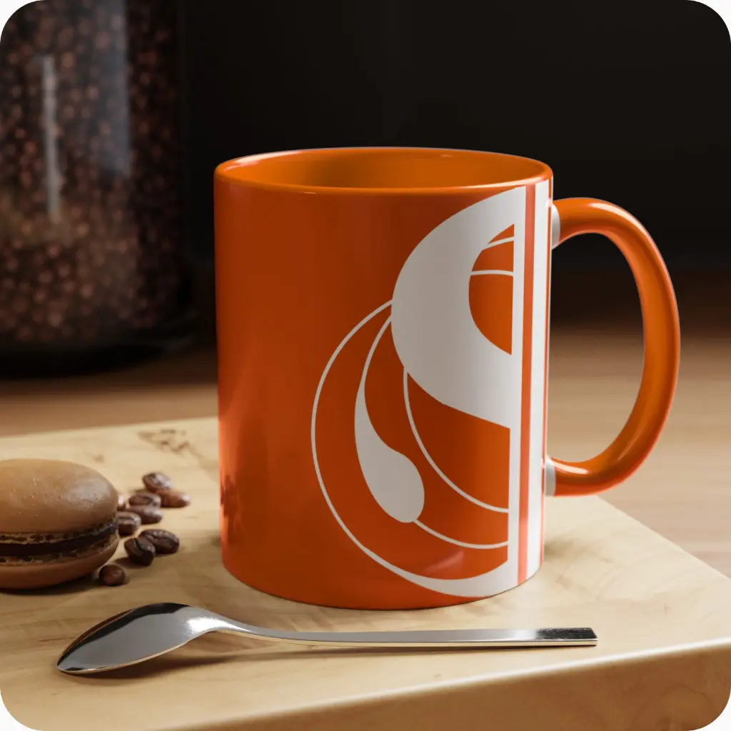 Serenity Orange Elegant Coffee Mug 11oz product on the table