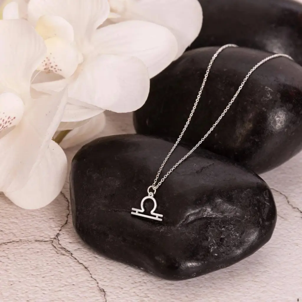 Celestial Libra Amulet – Limited Edition Zodiac Necklace by Sense Serenity Silver 1.webp