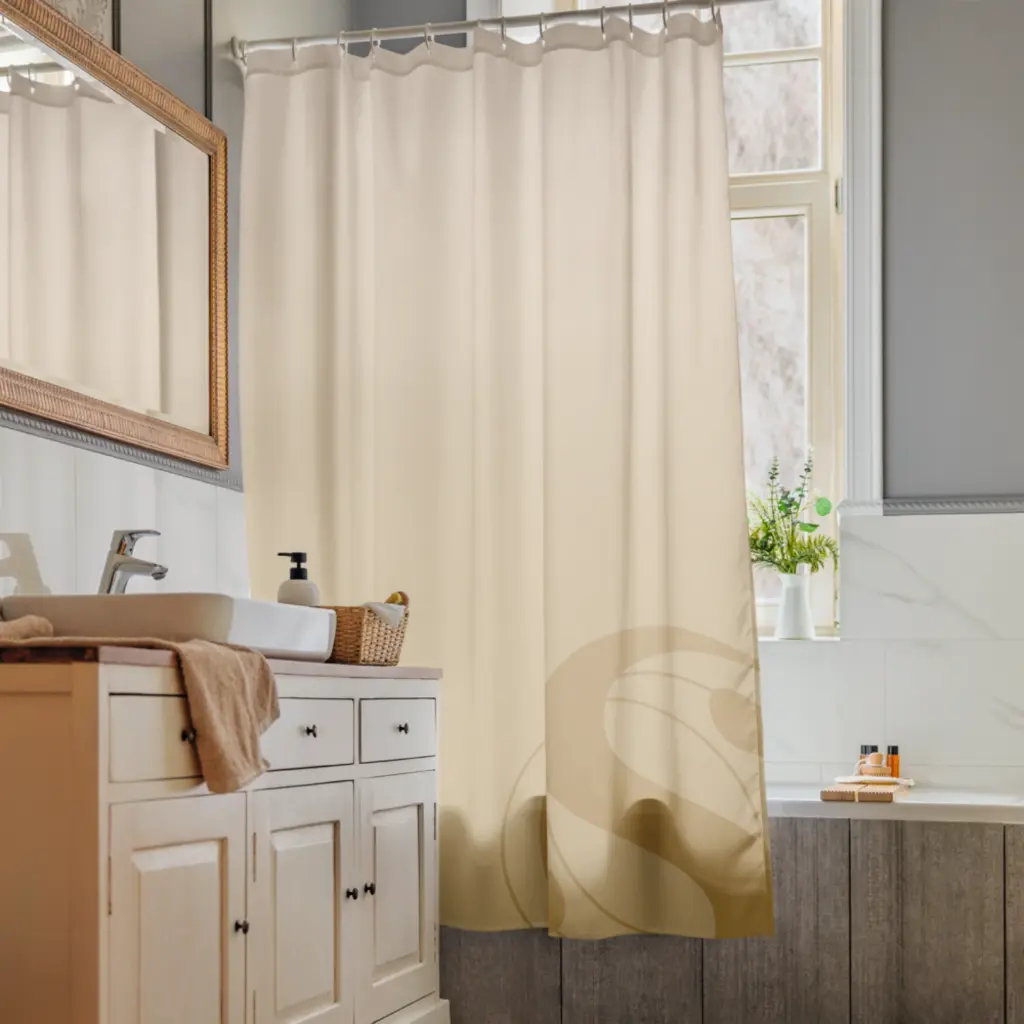 Seashell & Beige Color Gradient Shower Curtains 7.webp