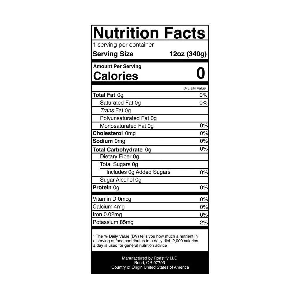 Nutrition Facts Panel, Whole Bean.webp