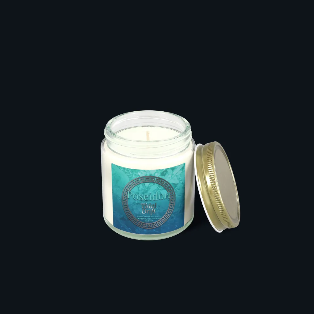 Poseidon Sea Salt Driftwood Candle 4oz clear open.webp