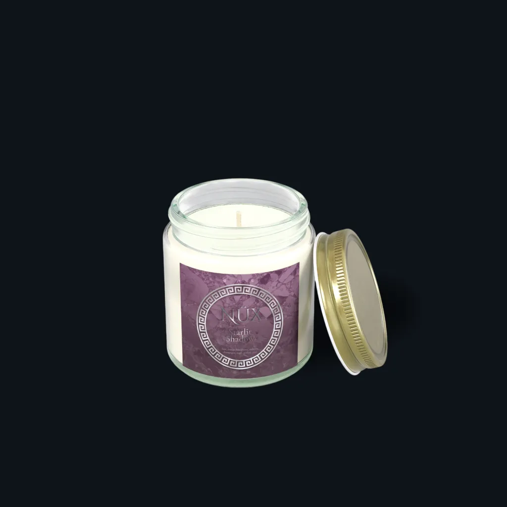 Nyx Blackberry Vanilla Candle – Coconut Apricot Wax 4oz clear open.webp