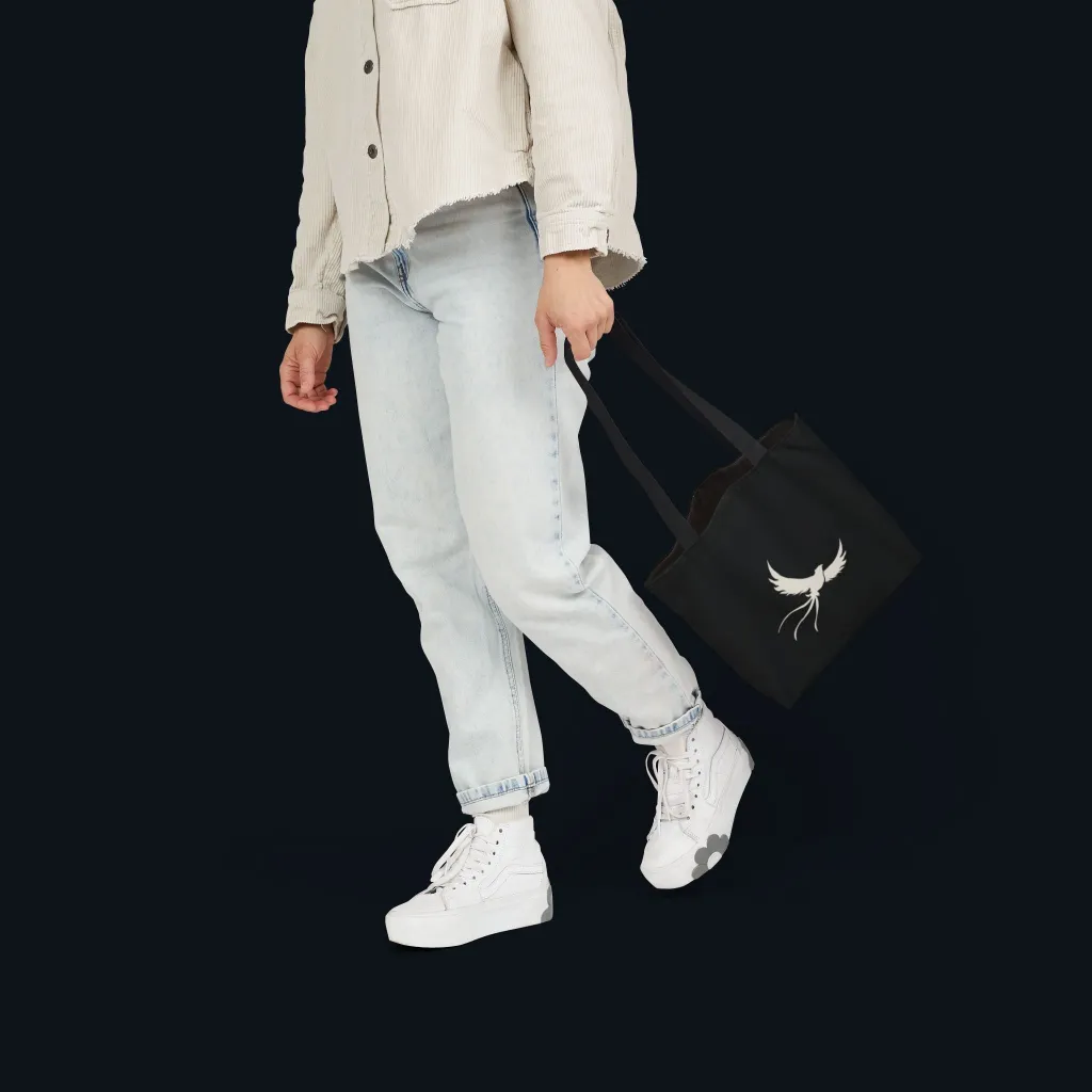 Phoenix Flight Canvas Tote Bag – Black 13x13 5.webp