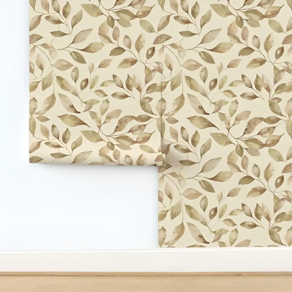 Golden Leaf Harmony Peel & Stick Wallpaper Mockups  3.webp