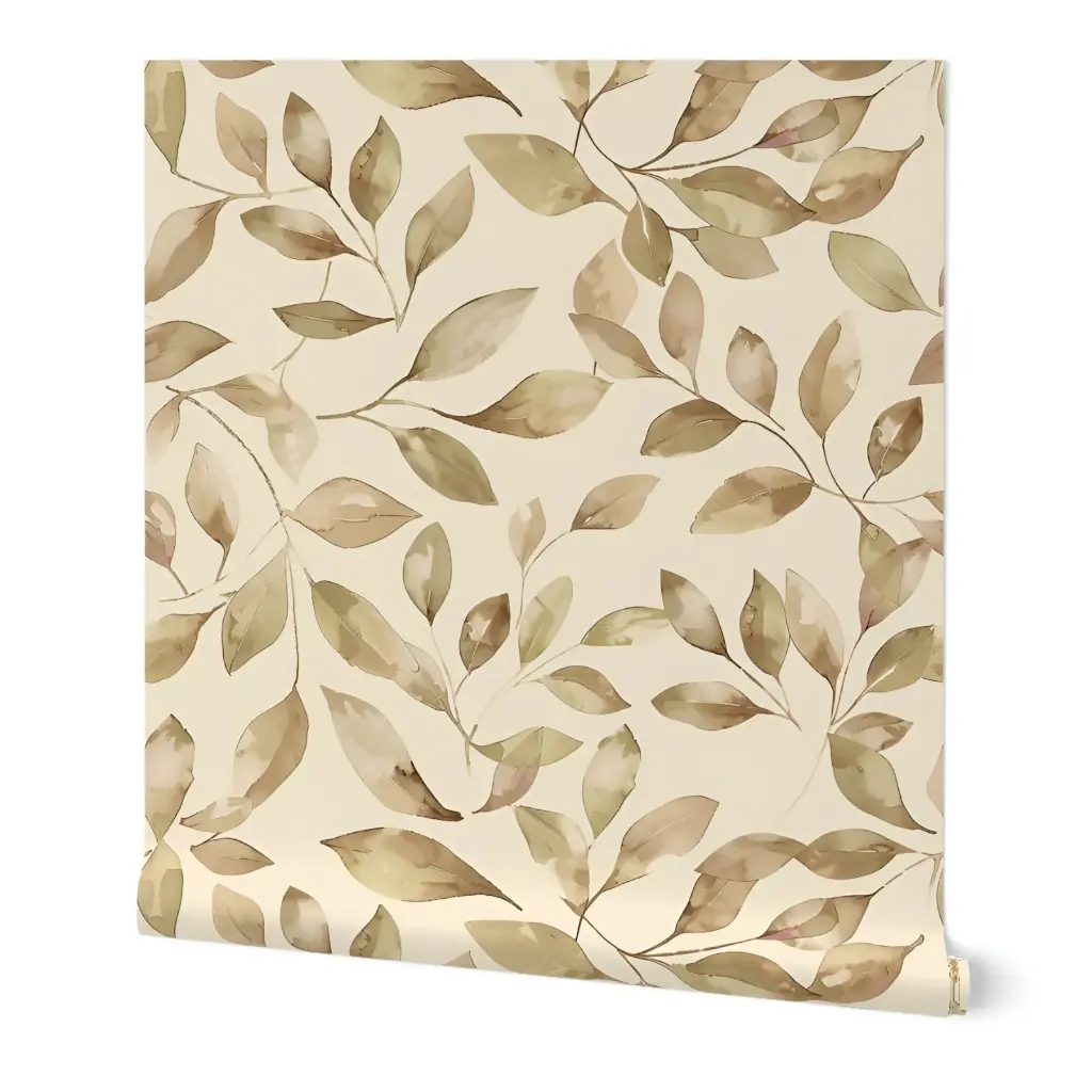Golden Leaf Harmony Peel & Stick Wallpaper Mockups  2.webp