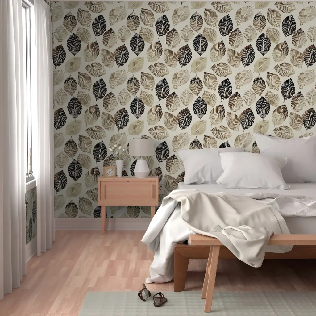Natural Elegance Leaf Peel & Stick Wallpaper Mockup 5.webp