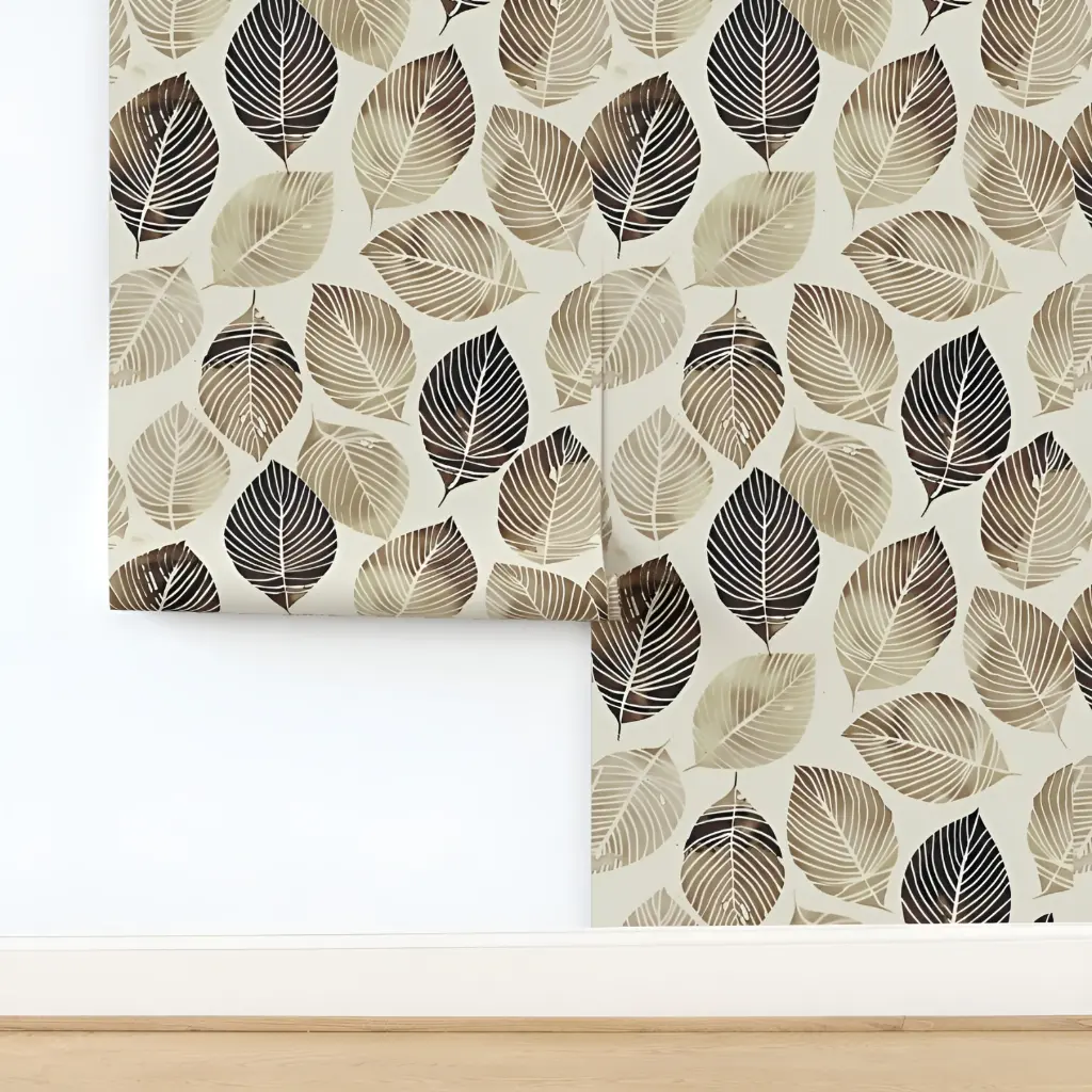 Natural Elegance Leaf Peel & Stick Wallpaper Mockup 3.webp