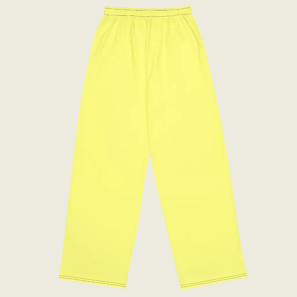 Butter Yellow Wide Leg Lounge Pants – Women's Relaxed Fit Streetwear mockups 5.webp