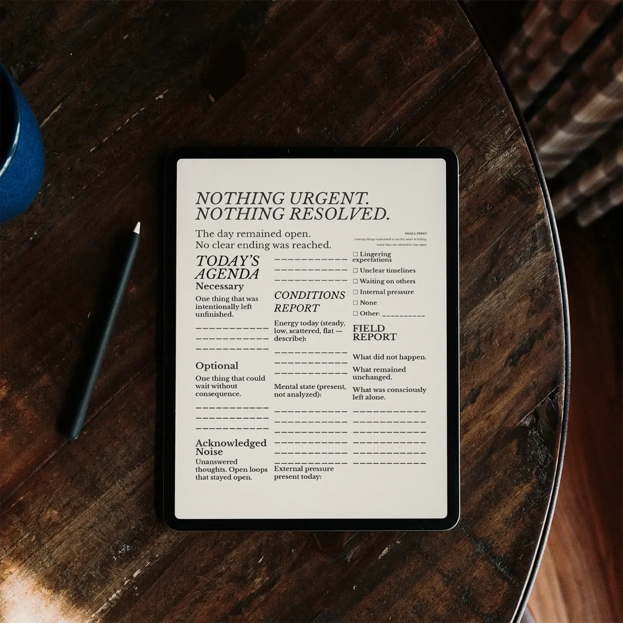 Daily Record — First Edition - digital journal for low-energy days