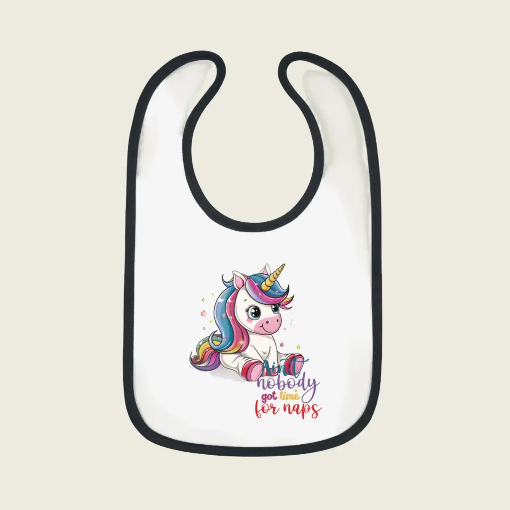 Magical Unicorn Baby Bib for Girls & Boys – Cute Rainbow “No Time for Naps” by Sense Serenity