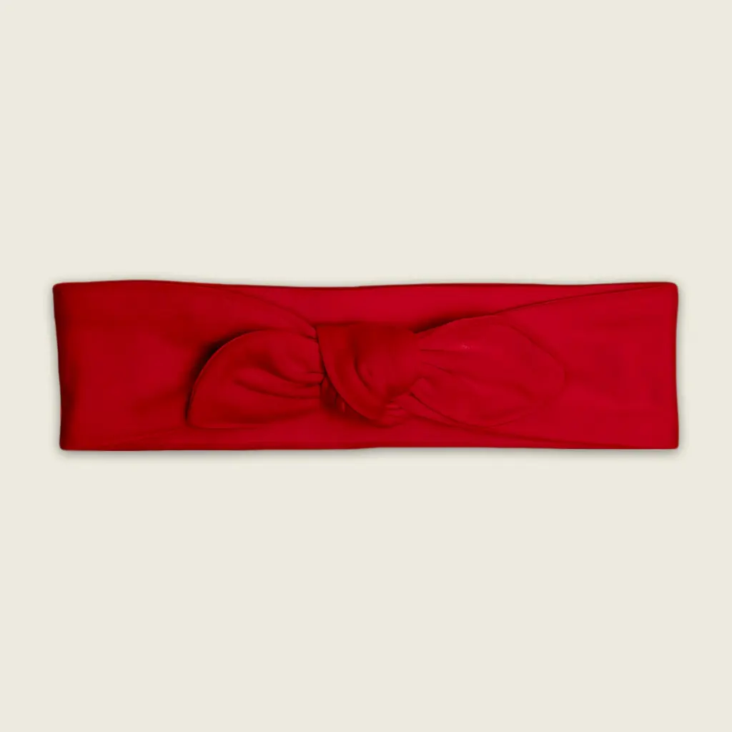 Sense Serenity Lovely Cherry Red Bow Baby Headband – Soft Cotton Newborn & Infant Hair Accessory