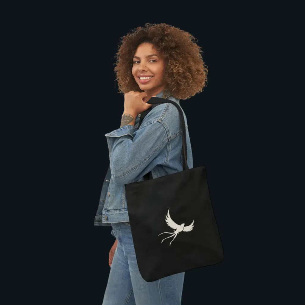 Phoenix Flight Canvas Tote Bag – Artistic Black (13"x13")