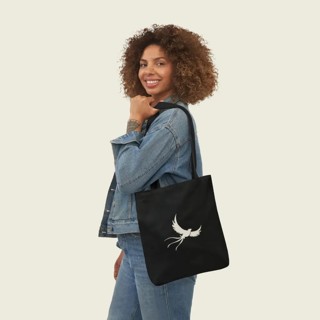 Sense Serenity Phoenix Flight Canvas Tote Bag – Artistic Black Designer Tote 