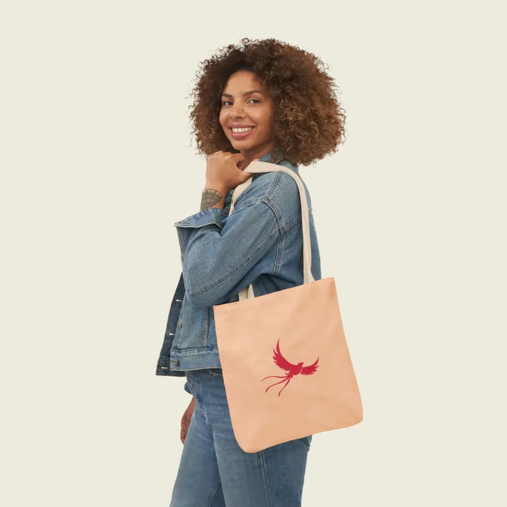 Phoenix Dream Beige Canvas Tote by Sense Serenity – Artistic Shoulder Bag