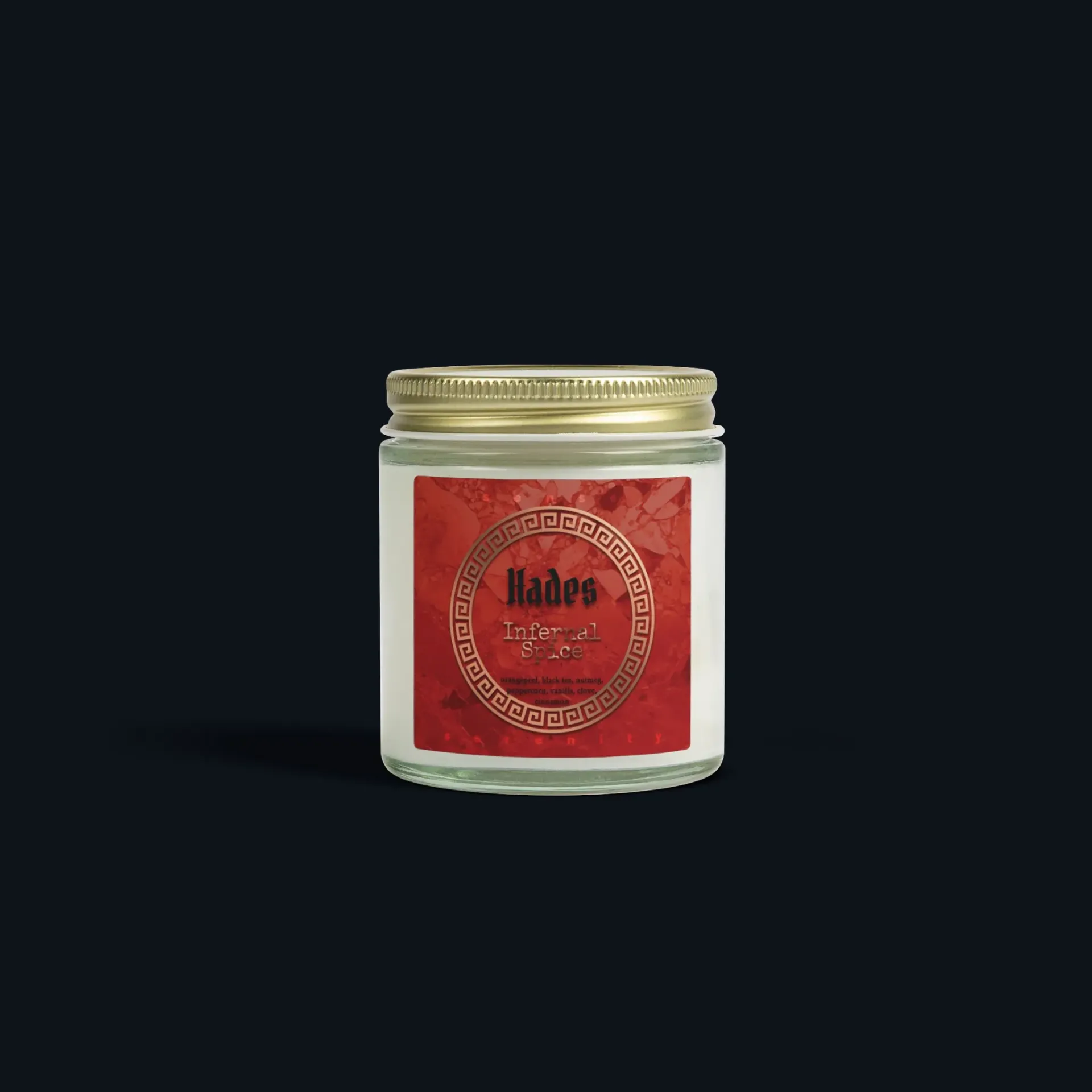 Hades Spiced Chai Candle – Amber, Clove & Cinnamon (Clear Vessel = brighter throw, 4 oz (~20h))
