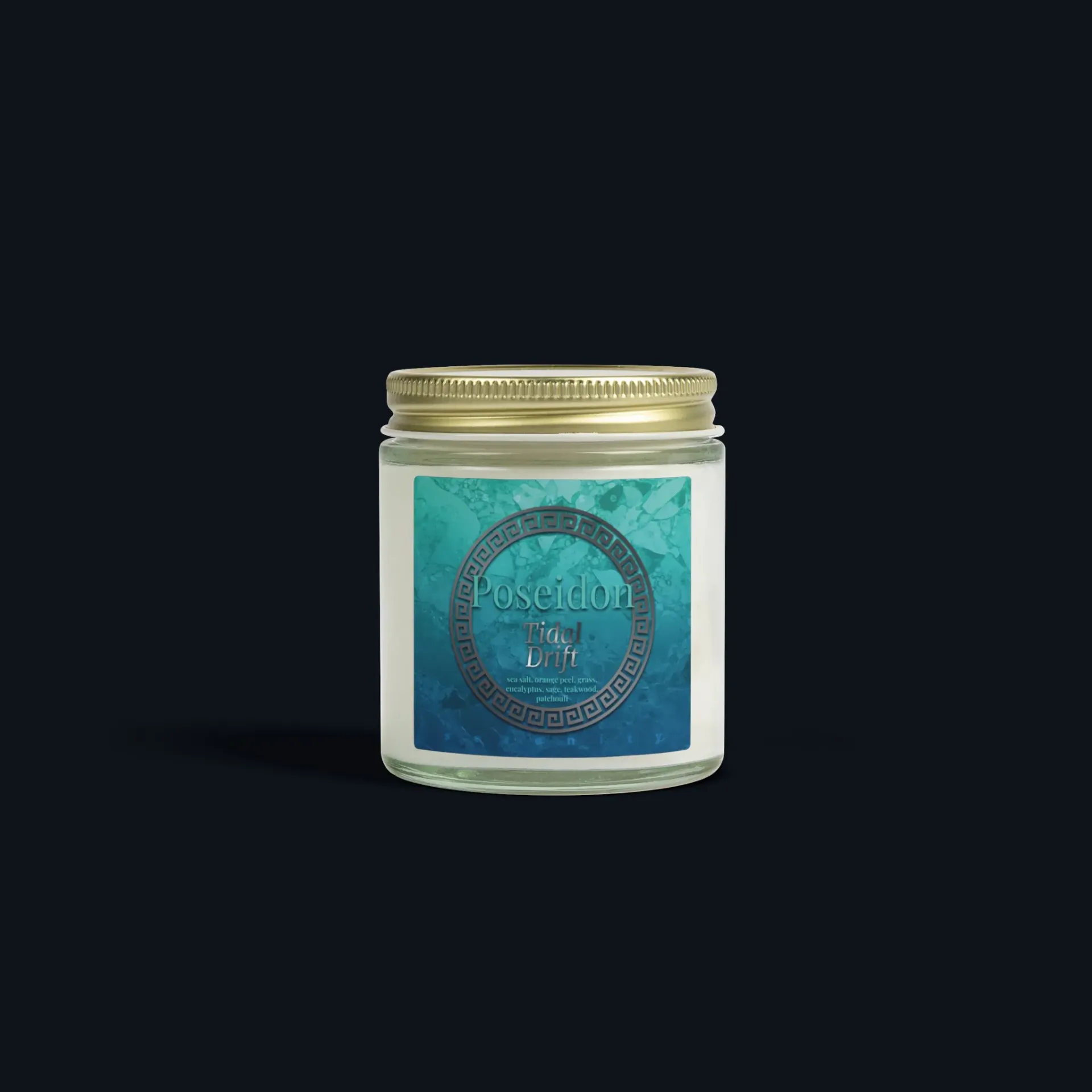 Poseidon Sea Salt Driftwood Candle (Clear Vessel = brighter throw, 4 oz (~20h))