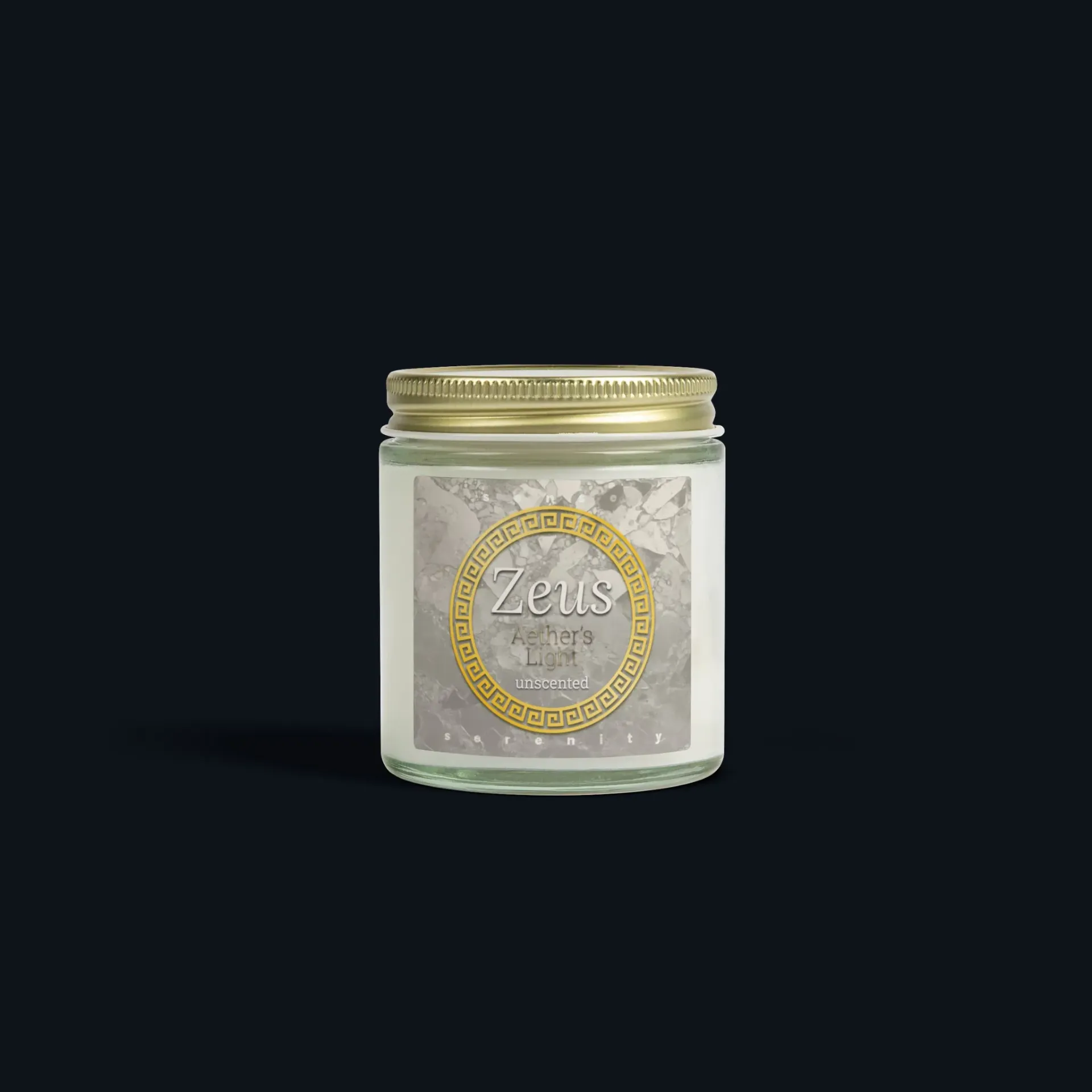 Zeus Unscented Candle – Clean Burn, No Fragrance (Clear Vessel = brighter throw, 4 oz (~20h))