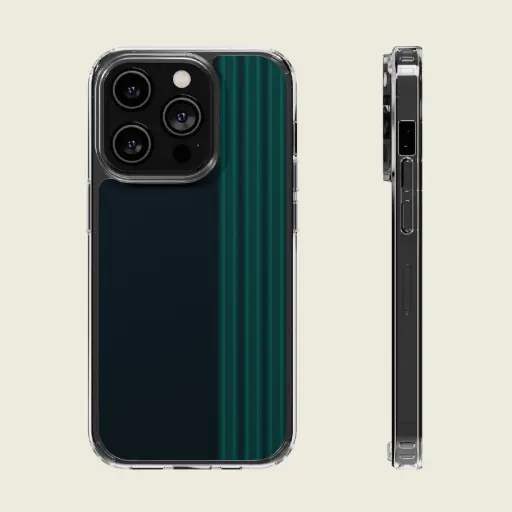 Sense Serenity™ Neon Noir – Rich Black & Midnight Green Glow Clear Phone Case