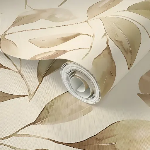 Golden Leaf Harmony Peel & Stick Wallpaper — Matte Fabric, Renter‑Friendly